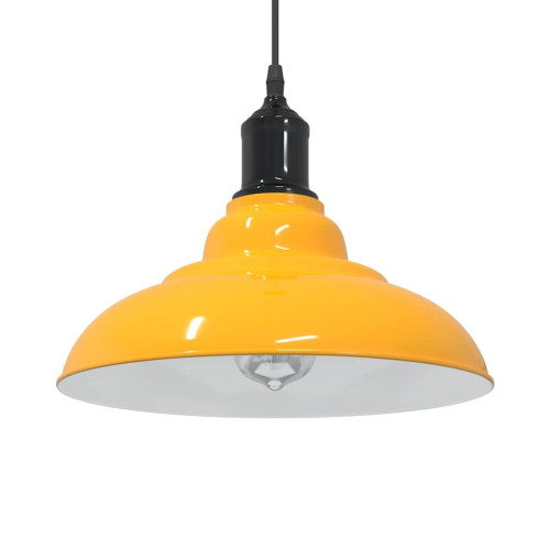 vidaXL Taklampa höjdjusterbar E27 glans gul Ø 31 cm metall