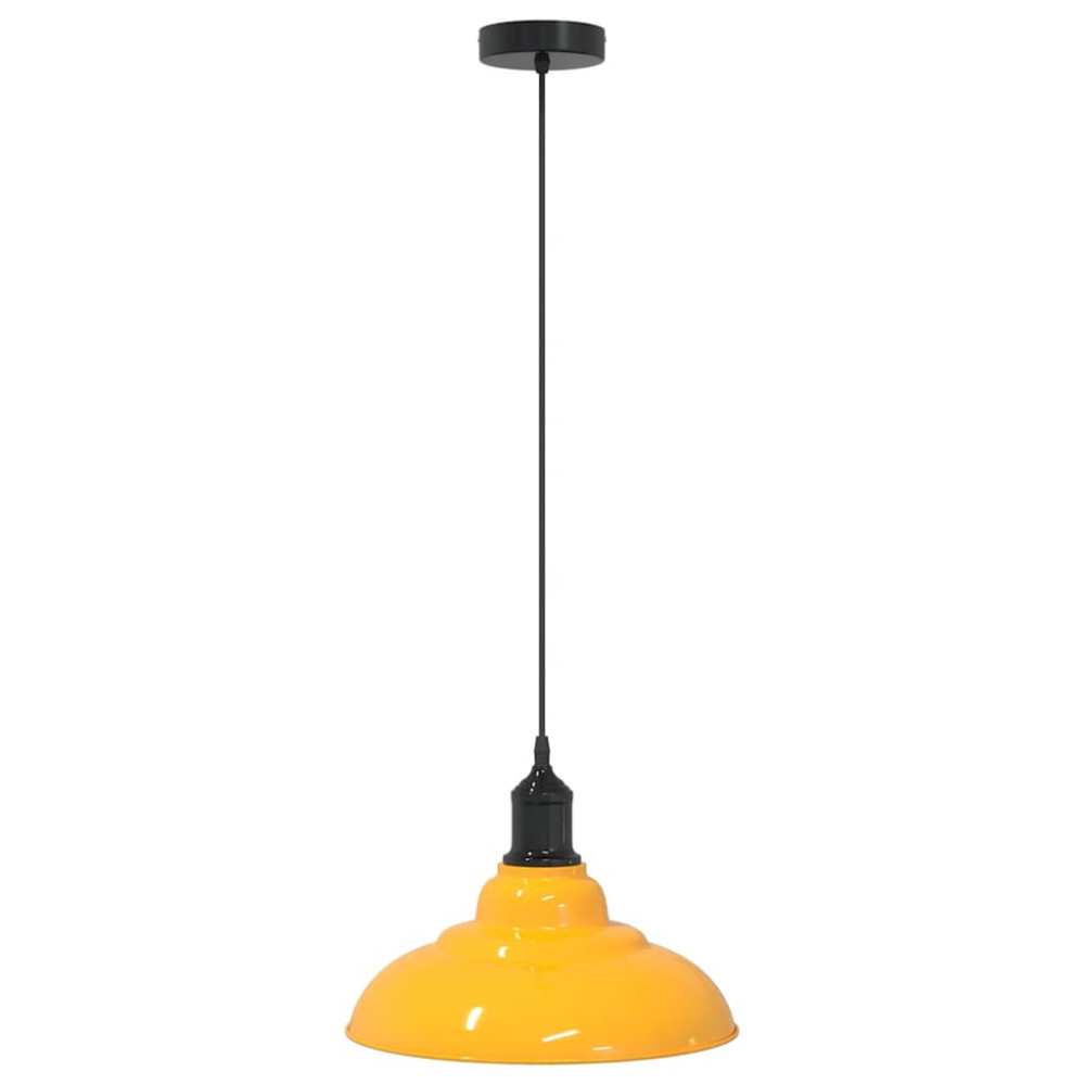 Produktbild för Taklampa höjdjusterbar E27 glans gul Ø 31 cm metall
