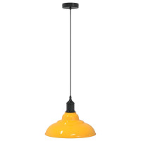 Produktbild för Taklampa höjdjusterbar E27 glans gul Ø 31 cm metall