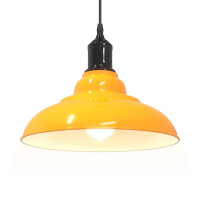 Produktbild för Taklampa höjdjusterbar E27 glans gul Ø 31 cm metall