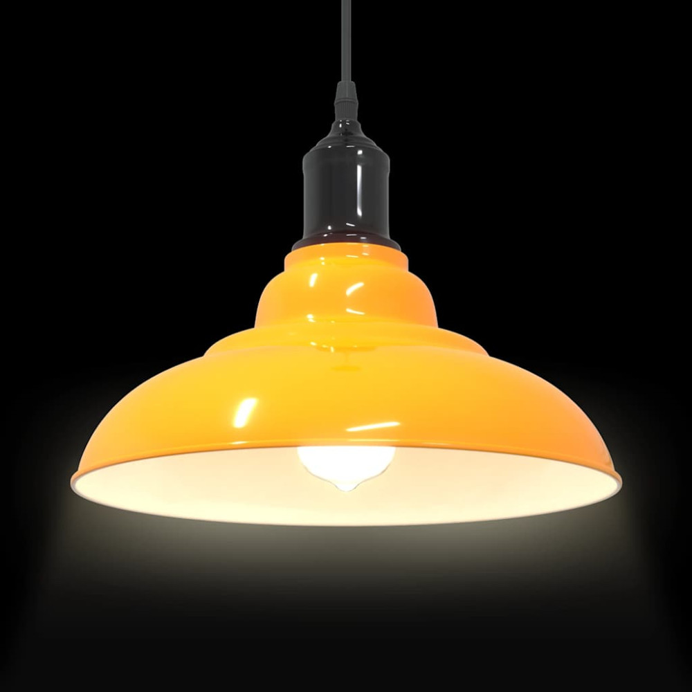 Produktbild för Taklampa höjdjusterbar E27 glans gul Ø 31 cm metall