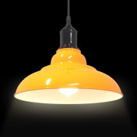 Produktbild för Taklampa höjdjusterbar E27 glans gul Ø 31 cm metall