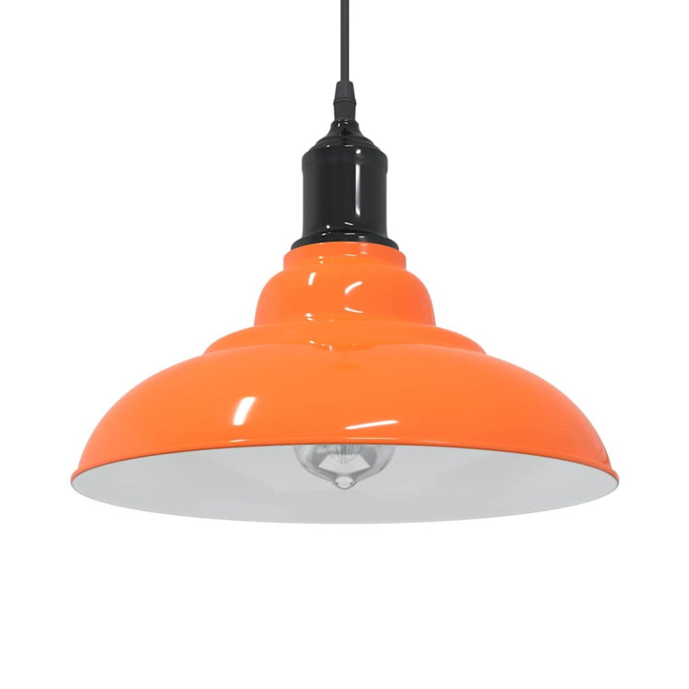Produktbild för Taklampa höjdjusterbar E27 glans orange Ø 31 cm metall