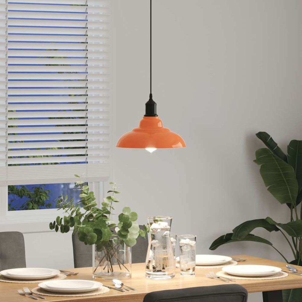 Produktbild för Taklampa höjdjusterbar E27 glans orange Ø 31 cm metall