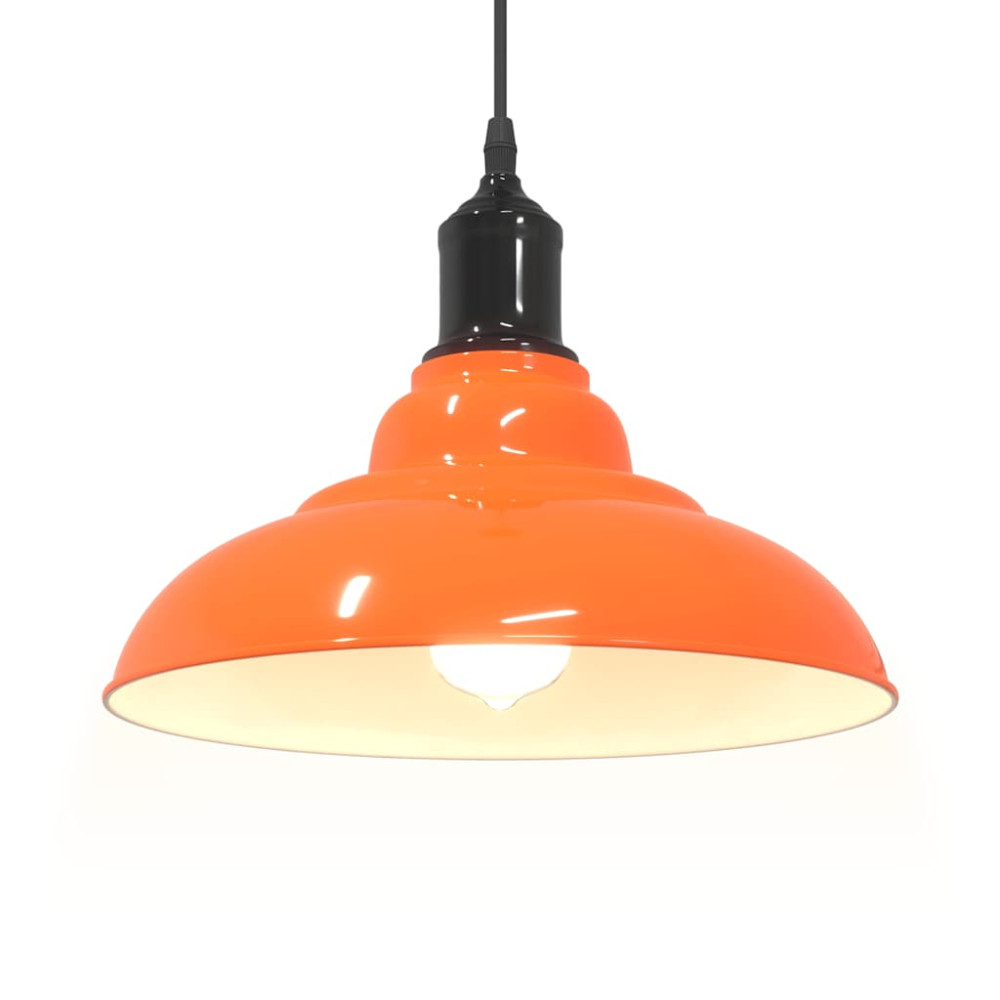 Produktbild för Taklampa höjdjusterbar E27 glans orange Ø 31 cm metall