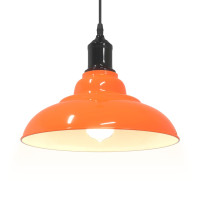 Produktbild för Taklampa höjdjusterbar E27 glans orange Ø 31 cm metall