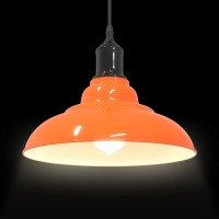 Produktbild för Taklampa höjdjusterbar E27 glans orange Ø 31 cm metall