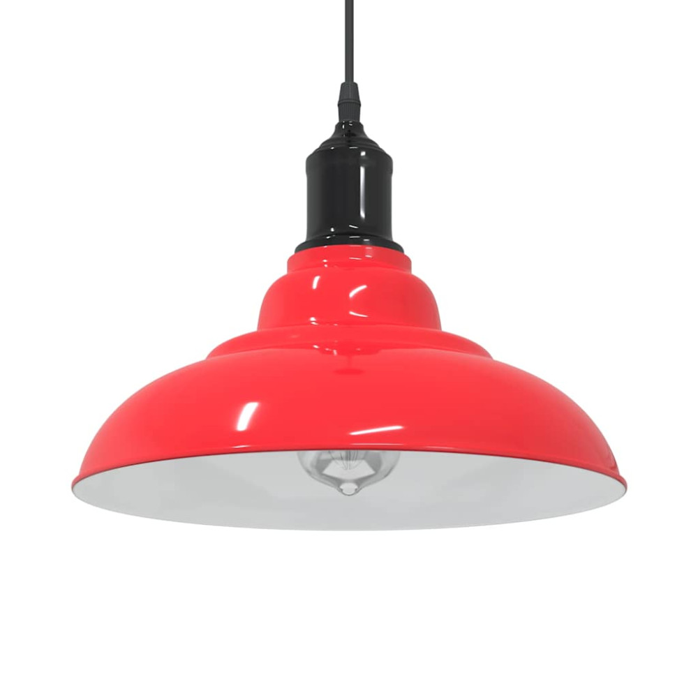 Produktbild för Taklampa höjdjusterbar E27 glans röd Ø 31 cm metall