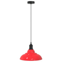 Produktbild för Taklampa höjdjusterbar E27 glans röd Ø 31 cm metall