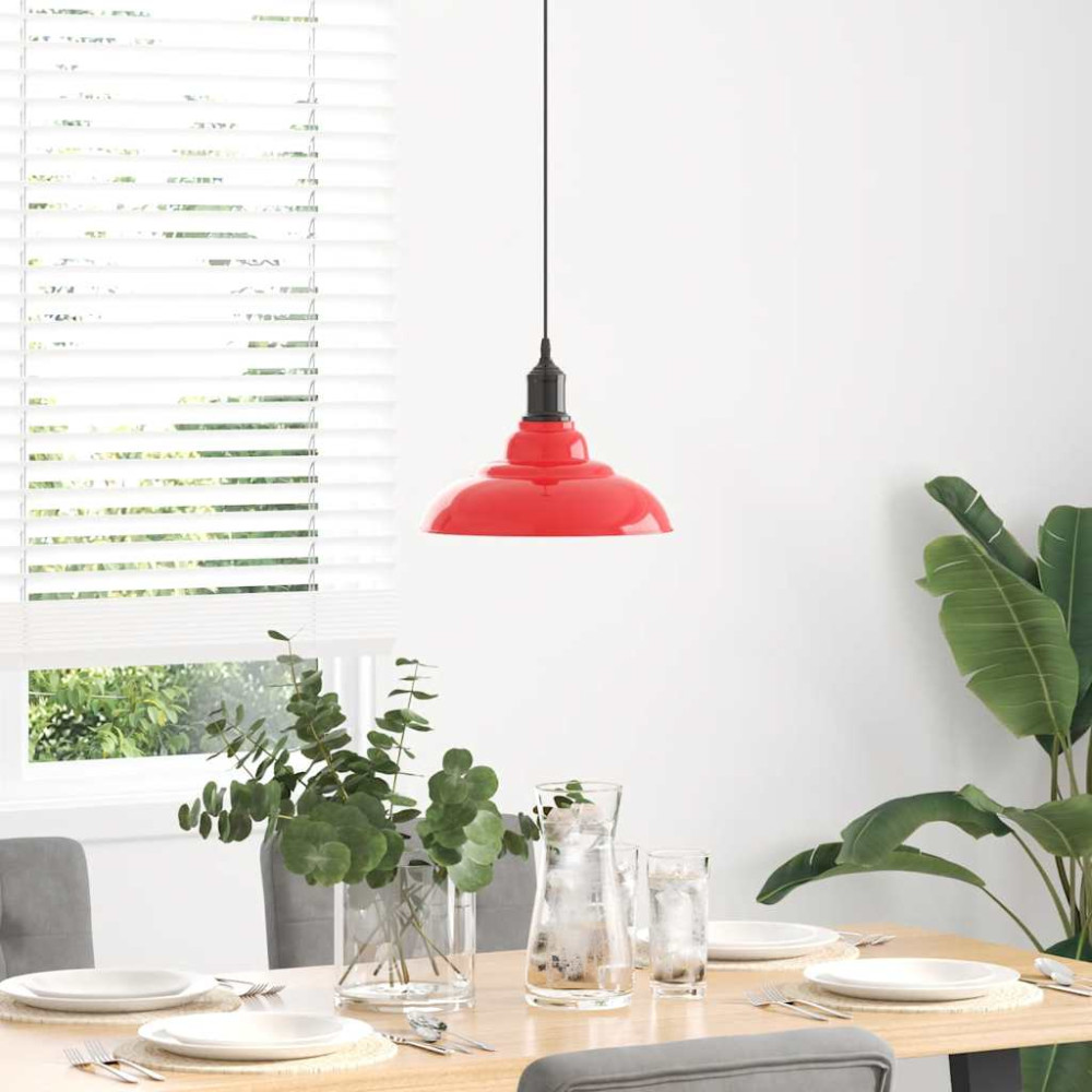 Produktbild för Taklampa höjdjusterbar E27 glans röd Ø 31 cm metall