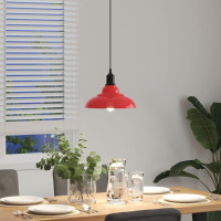 Produktbild för Taklampa höjdjusterbar E27 glans röd Ø 31 cm metall