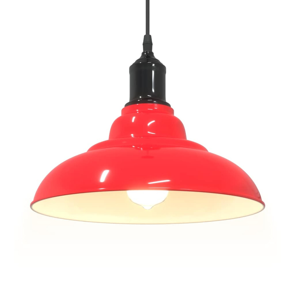 Produktbild för Taklampa höjdjusterbar E27 glans röd Ø 31 cm metall