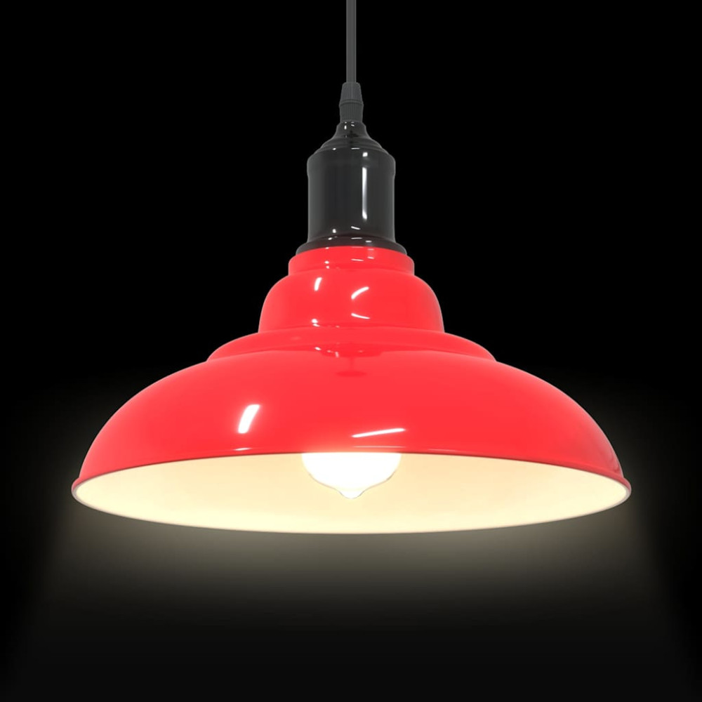Produktbild för Taklampa höjdjusterbar E27 glans röd Ø 31 cm metall