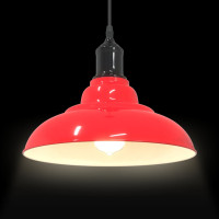 Produktbild för Taklampa höjdjusterbar E27 glans röd Ø 31 cm metall