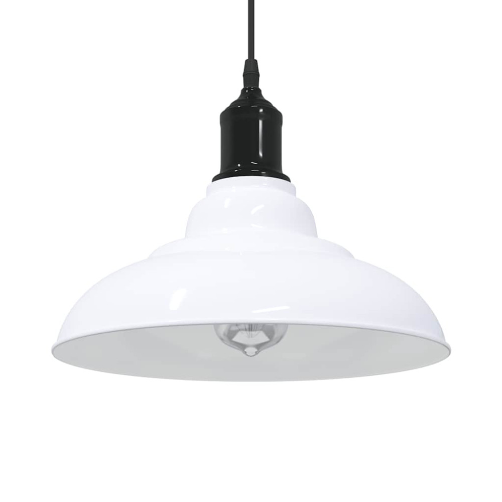 Produktbild för Taklampa höjdjusterbar E27 glans vit Ø 31 cm metall