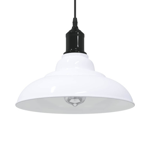 vidaXL Taklampa höjdjusterbar E27 glans vit Ø 31 cm metall