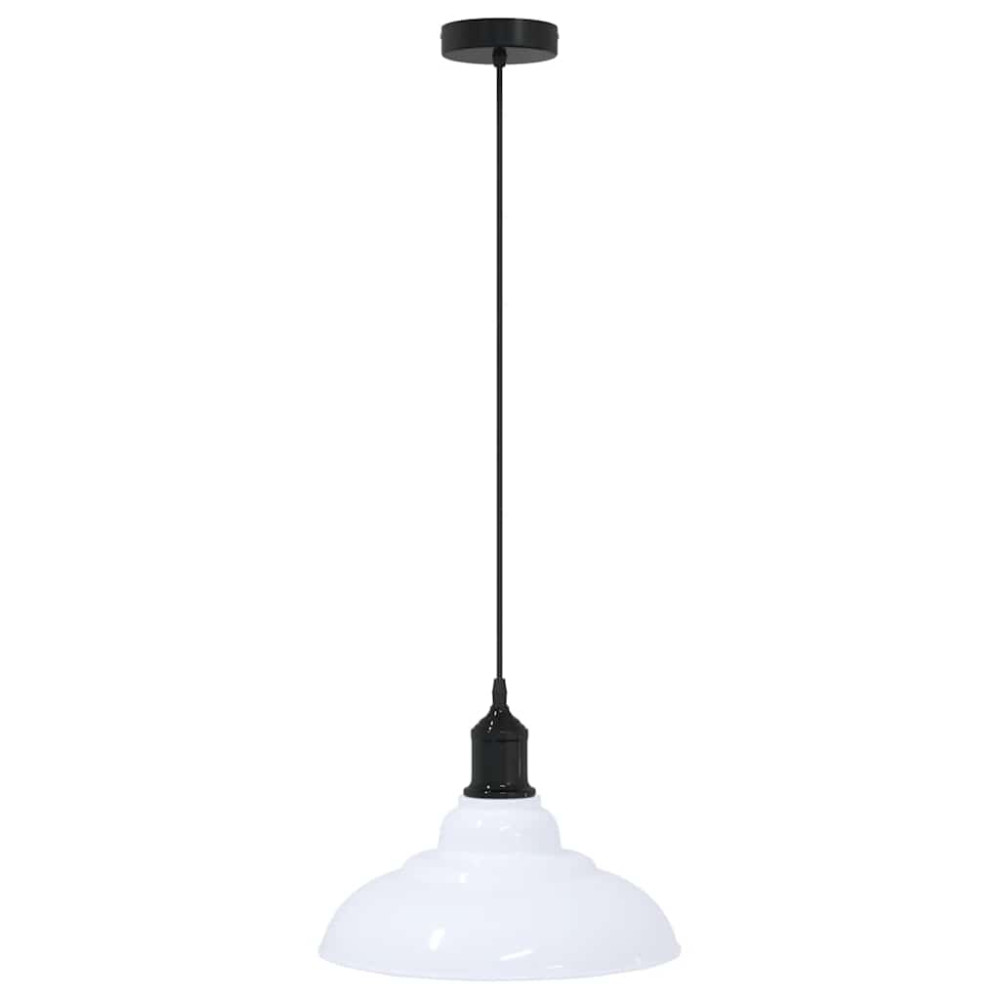 Produktbild för Taklampa höjdjusterbar E27 glans vit Ø 31 cm metall