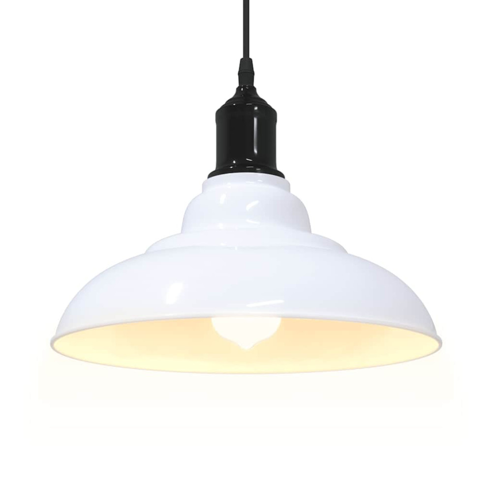 Produktbild för Taklampa höjdjusterbar E27 glans vit Ø 31 cm metall