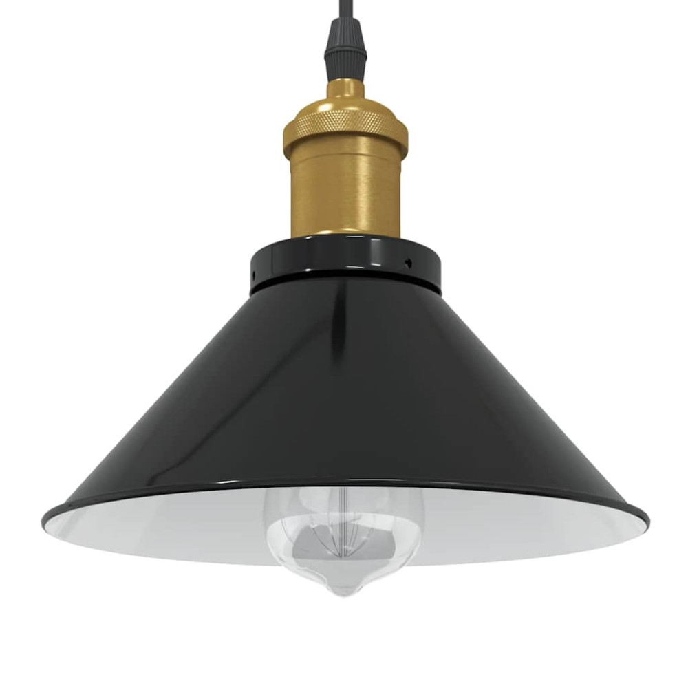 Produktbild för Pendellampa höjdjusterbar E27 blank svart Ø 22 cm metall