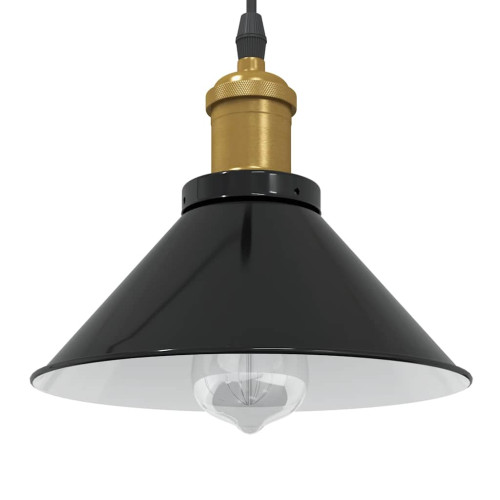 vidaXL Pendellampa höjdjusterbar E27 blank svart Ø 22 cm metall