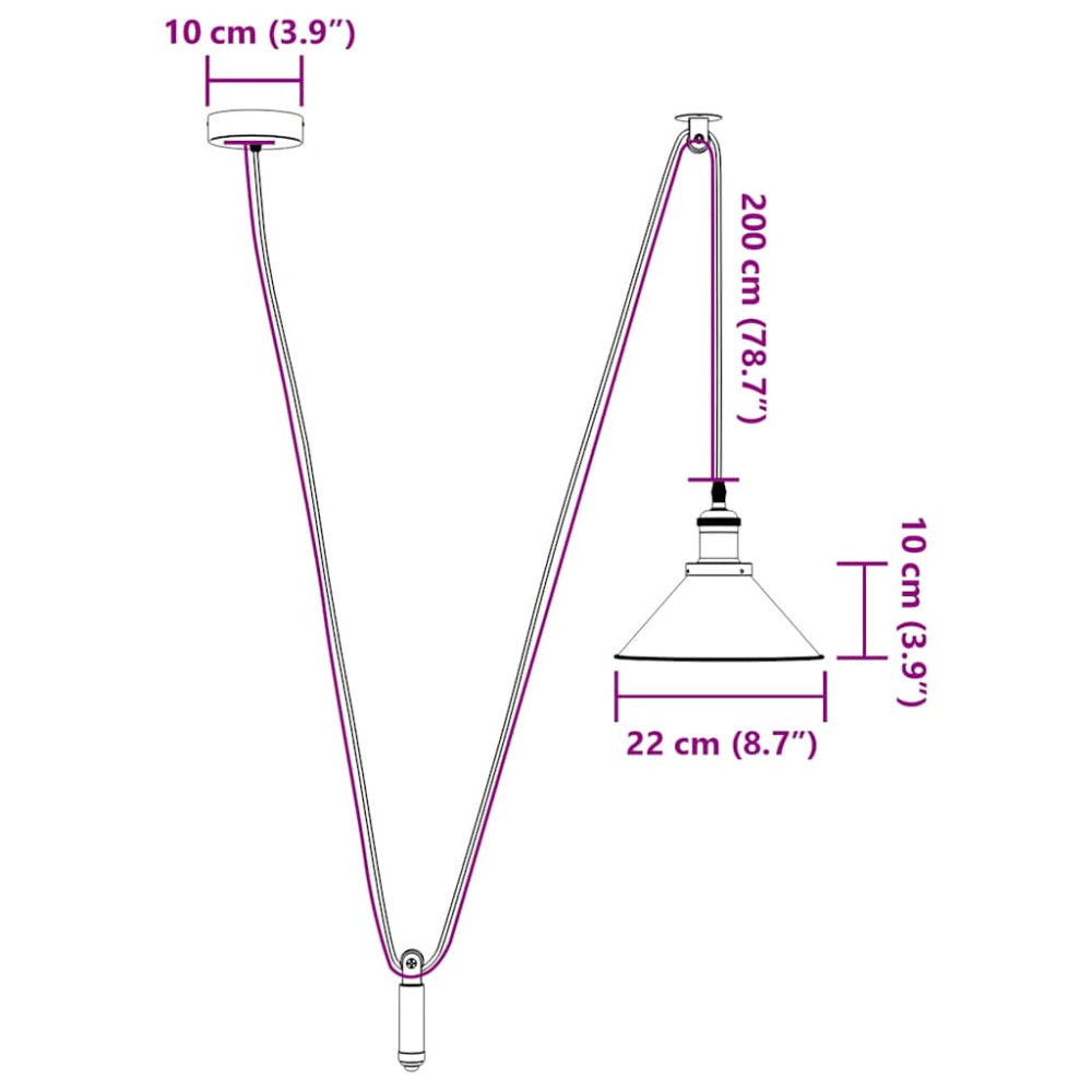 Produktbild för Pendellampa höjdjusterbar E27 blank svart Ø 22 cm metall