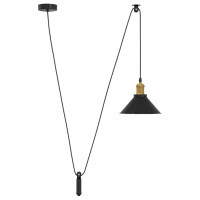 Produktbild för Pendellampa höjdjusterbar E27 blank svart Ø 22 cm metall
