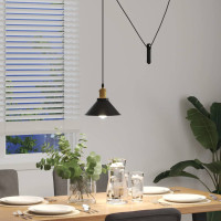 Produktbild för Pendellampa höjdjusterbar E27 blank svart Ø 22 cm metall