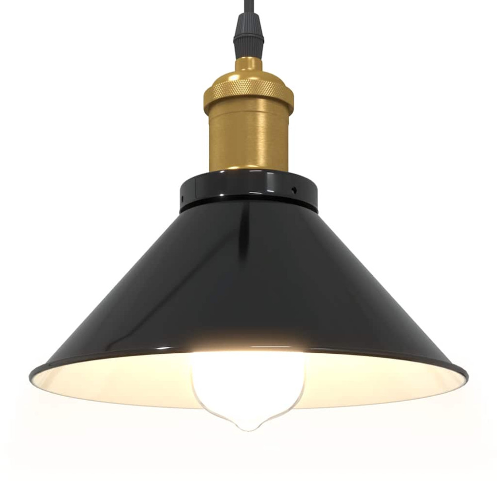 Produktbild för Pendellampa höjdjusterbar E27 blank svart Ø 22 cm metall