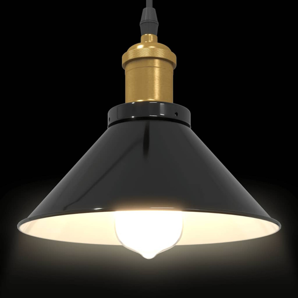 Produktbild för Pendellampa höjdjusterbar E27 blank svart Ø 22 cm metall