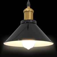 Produktbild för Pendellampa höjdjusterbar E27 blank svart Ø 22 cm metall
