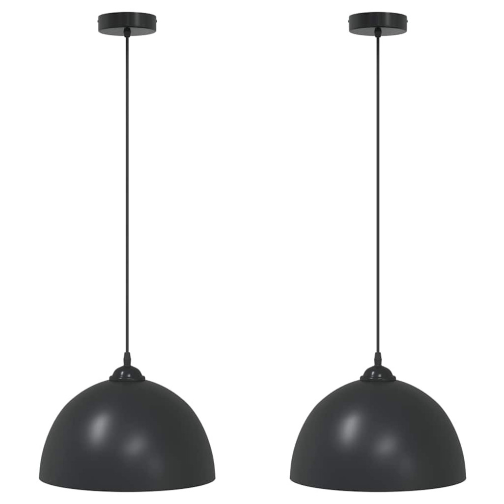 Produktbild för Pendellampa 2 st höjdjusterbar E27 svart Ø 30 cm metall