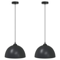 Produktbild för Pendellampa 2 st höjdjusterbar E27 svart Ø 30 cm metall