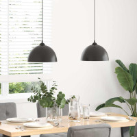 Produktbild för Pendellampa 2 st höjdjusterbar E27 svart Ø 30 cm metall