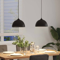 Produktbild för Pendellampa 2 st höjdjusterbar E27 svart Ø 30 cm metall