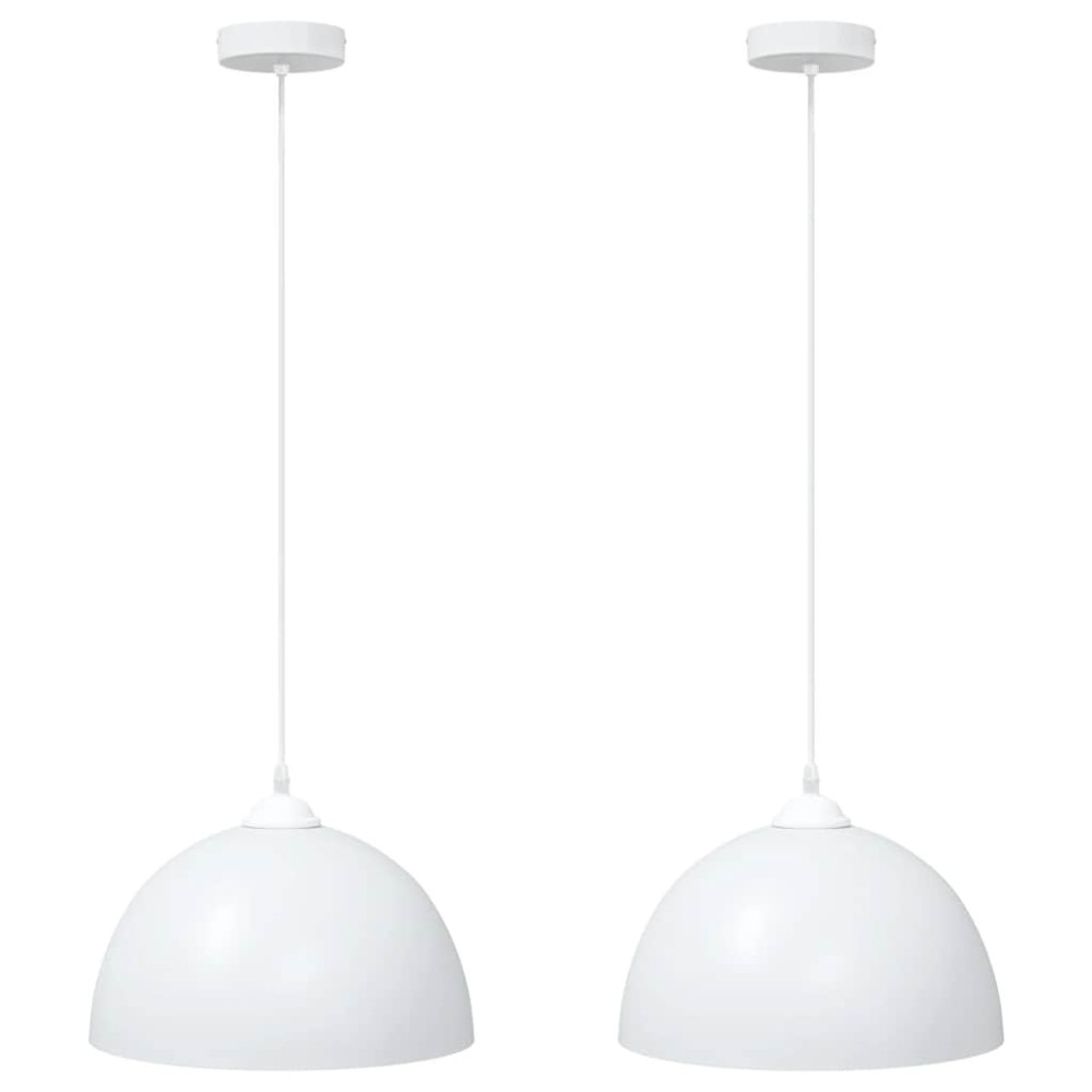 Produktbild för Pendellampa 2 st höjdjusterbar E27 vit Ø 30 cm metall