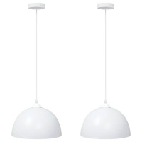Produktbild för Pendellampa 2 st höjdjusterbar E27 vit Ø 30 cm metall