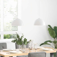 Produktbild för Pendellampa 2 st höjdjusterbar E27 vit Ø 30 cm metall