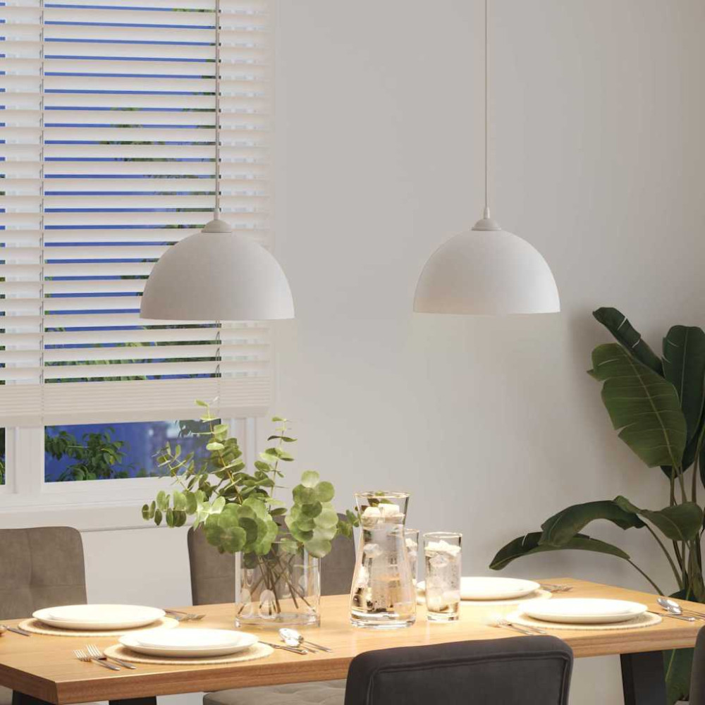 Produktbild för Pendellampa 2 st höjdjusterbar E27 vit Ø 30 cm metall