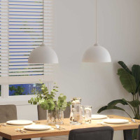 Produktbild för Pendellampa 2 st höjdjusterbar E27 vit Ø 30 cm metall