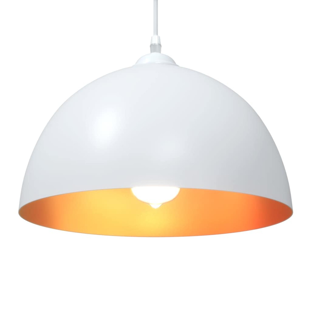Produktbild för Pendellampa 2 st höjdjusterbar E27 vit Ø 30 cm metall