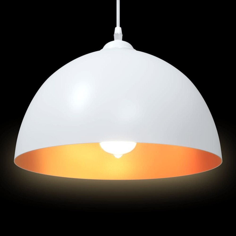 Produktbild för Pendellampa 2 st höjdjusterbar E27 vit Ø 30 cm metall