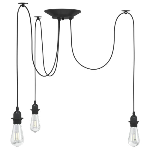 vidaXL Taklampa med 3 lamphållare E27 svart metall