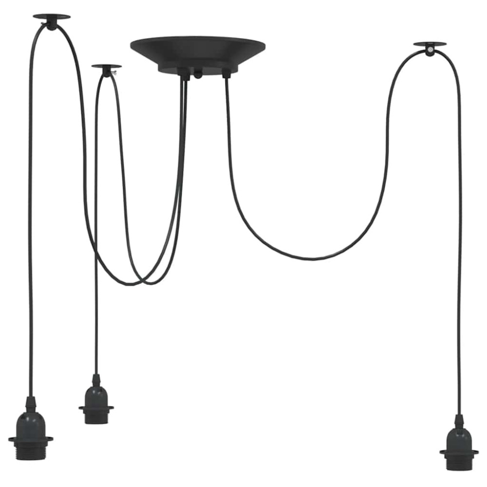 Produktbild för Taklampa med 3 lamphållare E27 svart metall