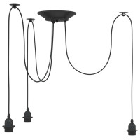 Produktbild för Taklampa med 3 lamphållare E27 svart metall