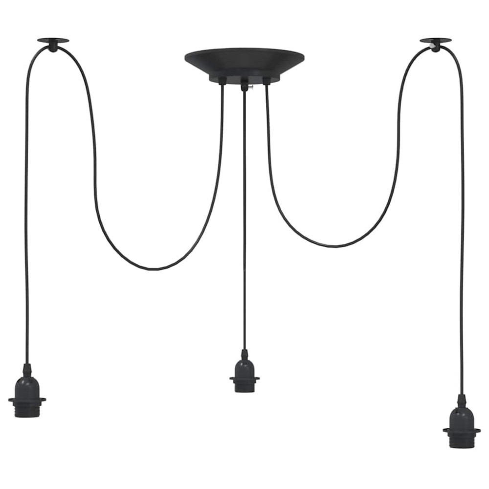 Produktbild för Taklampa med 3 lamphållare E27 svart metall