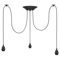 Produktbild för Taklampa med 3 lamphållare E27 svart metall