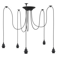 Produktbild för Pendellampa med 5 lamphållare E27 svart metall