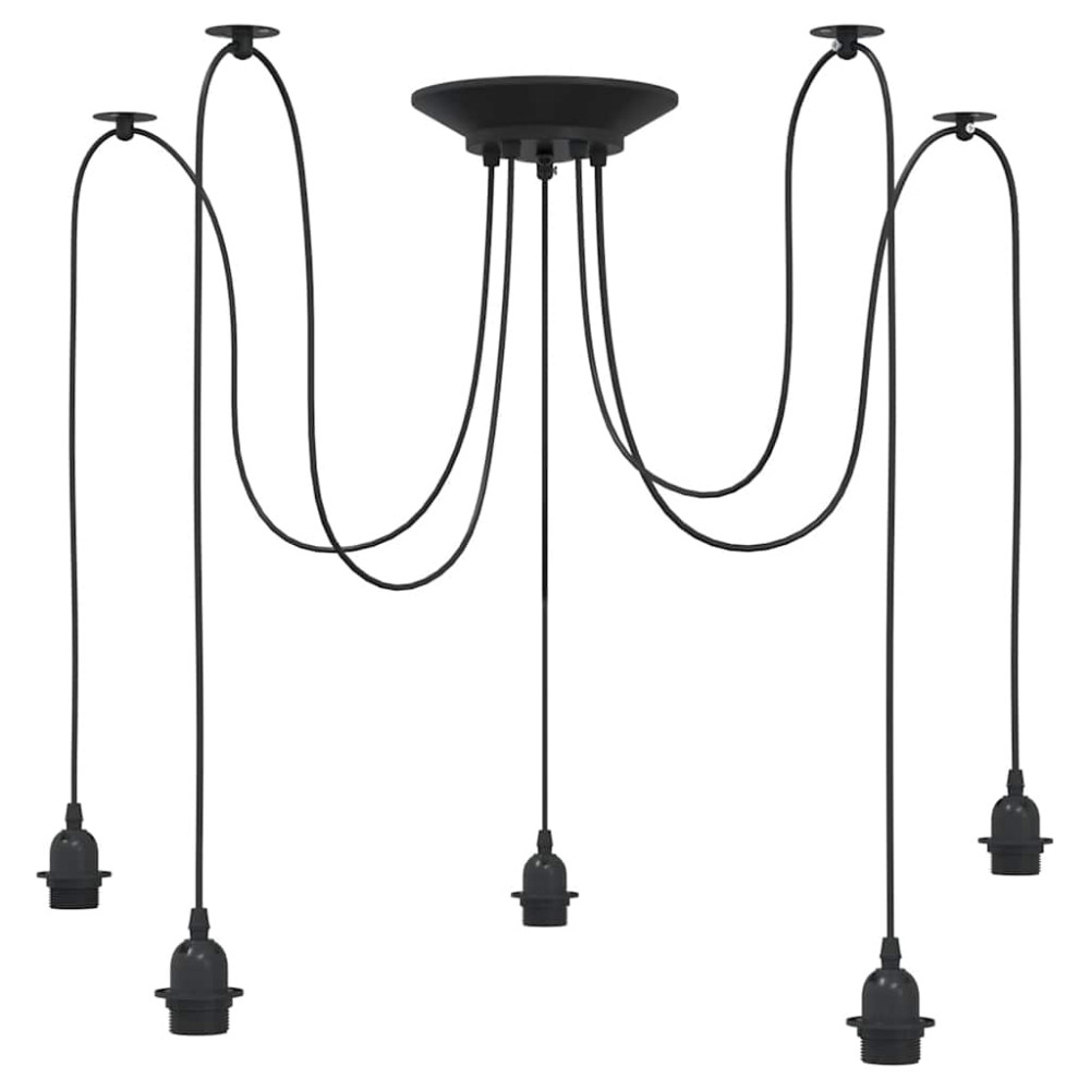 Produktbild för Pendellampa med 5 lamphållare E27 svart metall