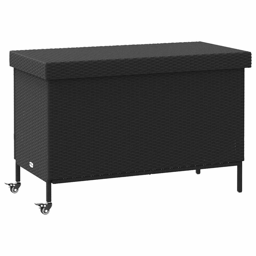 Produktbild för Trädgårdslåda med hjul svart 110x55x73 cm konstrotting