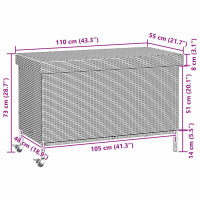 Produktbild för Trädgårdslåda med hjul svart 110x55x73 cm konstrotting